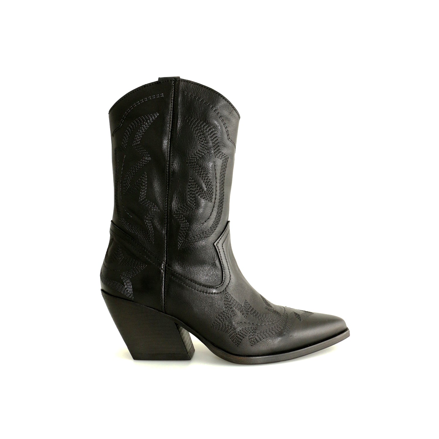 CABBAGE LEATHER BLACK MID BOOT – Catarina Martins