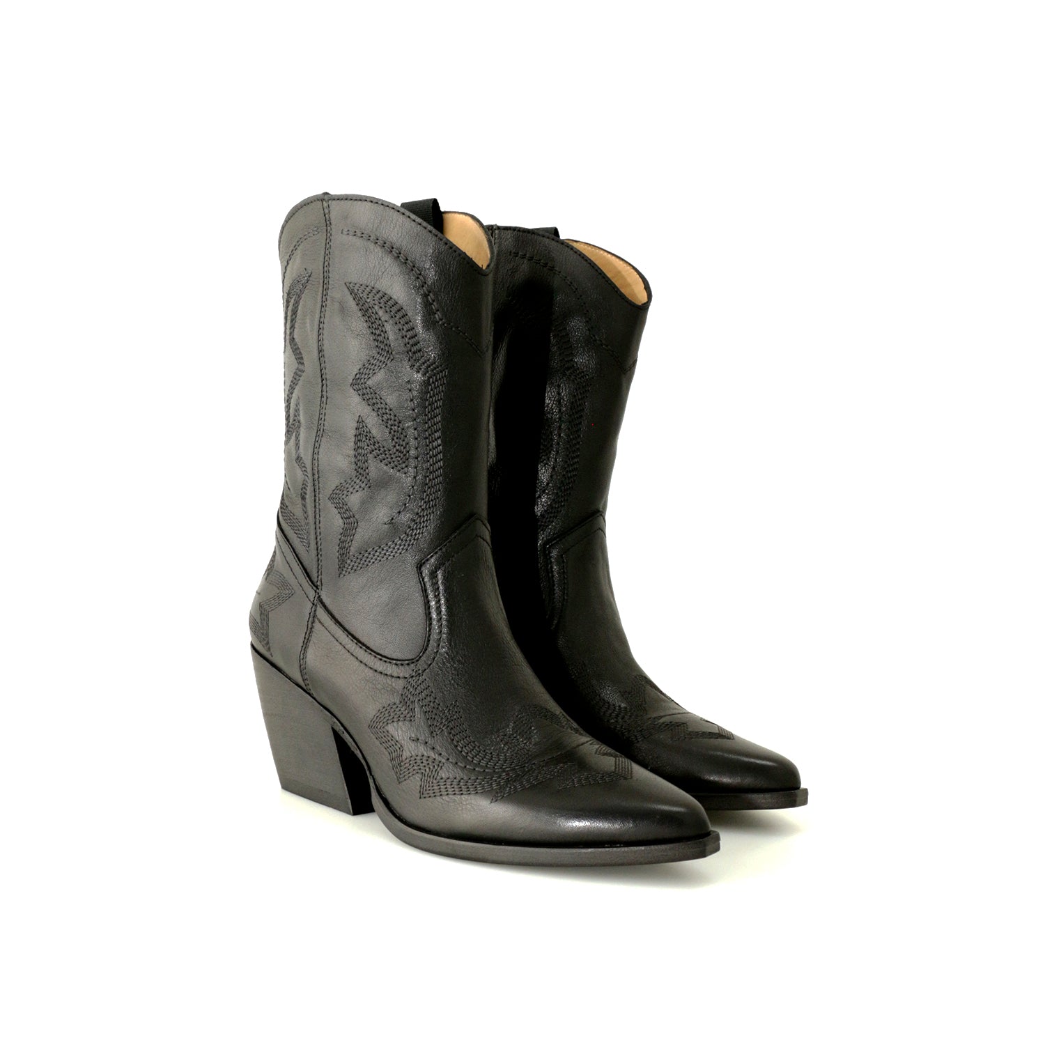 CABBAGE LEATHER BLACK MID BOOT – Catarina Martins
